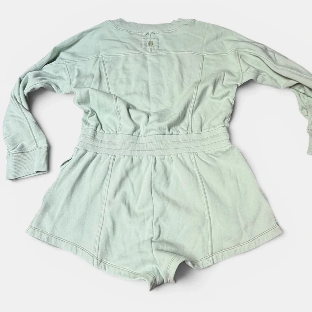FP Movement Intercept Romper Womens XL Pistachio Fleece V-Neck Long Sleeve Green